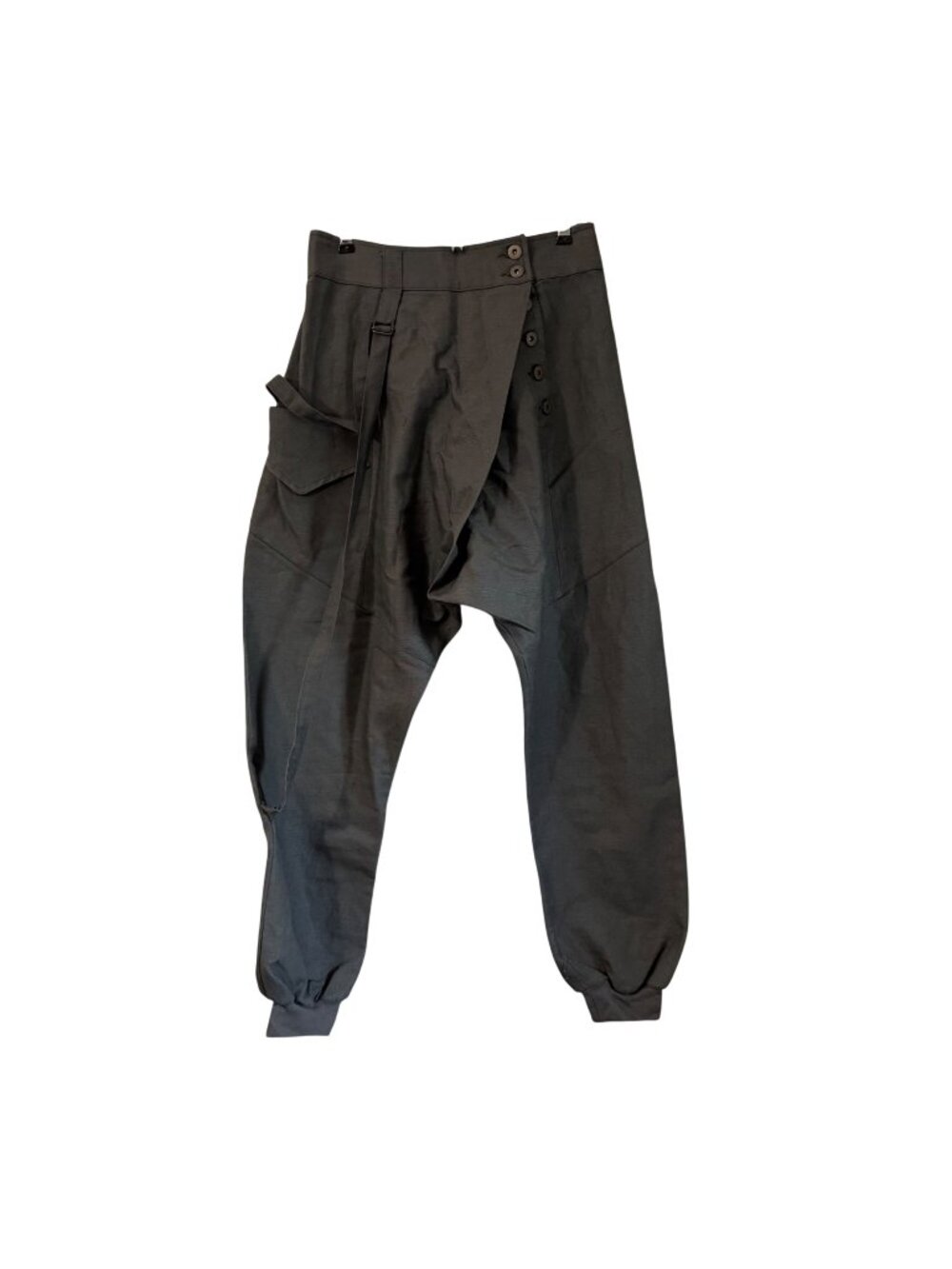 Los Banditos Gray 100% Cotton Drop Crotch Cargo Jogger Pants Womens Size 2